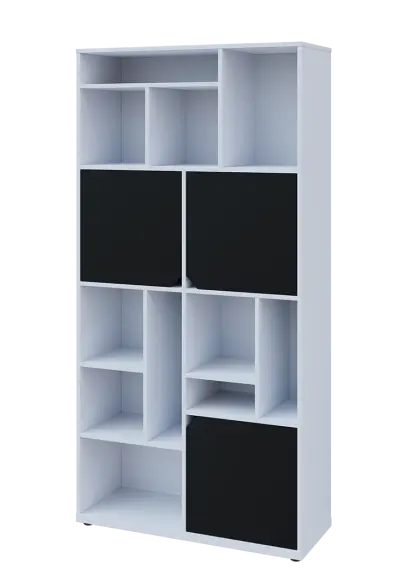 KU6-10DN L skříň vysoká 3-dvéřová, niky, 2053x1022x400 mm, provedení levé, bílá sněžná/černá