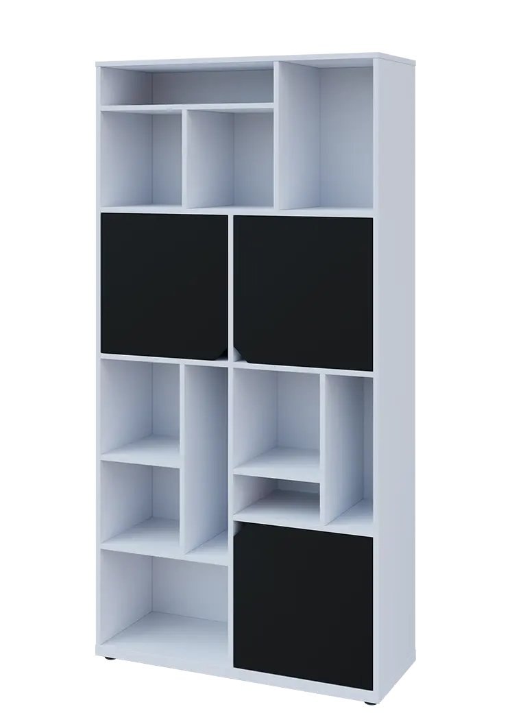 KU6-10DN L skříň vysoká 3-dvéřová, niky, 2053x1022x400 mm, provedení levé, bílá sněžná/černá