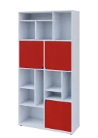 KU6-10DN L skříň vysoká 3-dvéřová, niky, 2053x1022x400 mm, provedení levé, bílá sněžná/červená