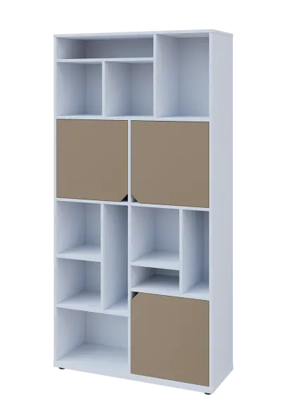 KU6-10DN L skříň vysoká 3-dvéřová, niky, 2053x1022x400 mm, provedení levé, bílá sněžná/latte