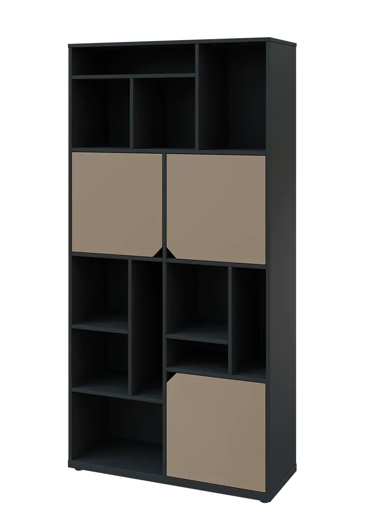 KU6-10DN L skříň vysoká 3-dvéřová, niky, 2053x1022x400 mm, provedení levé, antracit/latte