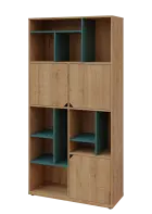 KU6-10DN L skříň vysoká 3-dvéřová, niky, 2053x1022x400 mm, provedení levé, korpus a dvířka dub lite/