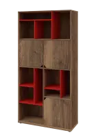 KU6-10DN L skříň vysoká 3-dvéřová, niky, 2053x1022x400 mm, provedení levé, korpus a dvířka dub halif