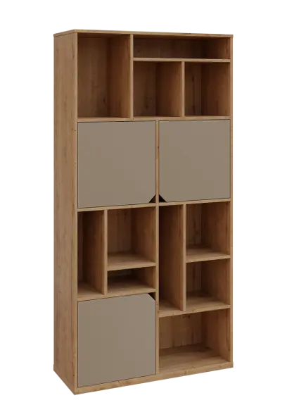 KU6-10DN P skříň vysoká 3-dvéřová, niky, 2053x1022x400 mm, provedení pravé, dub lite/latte