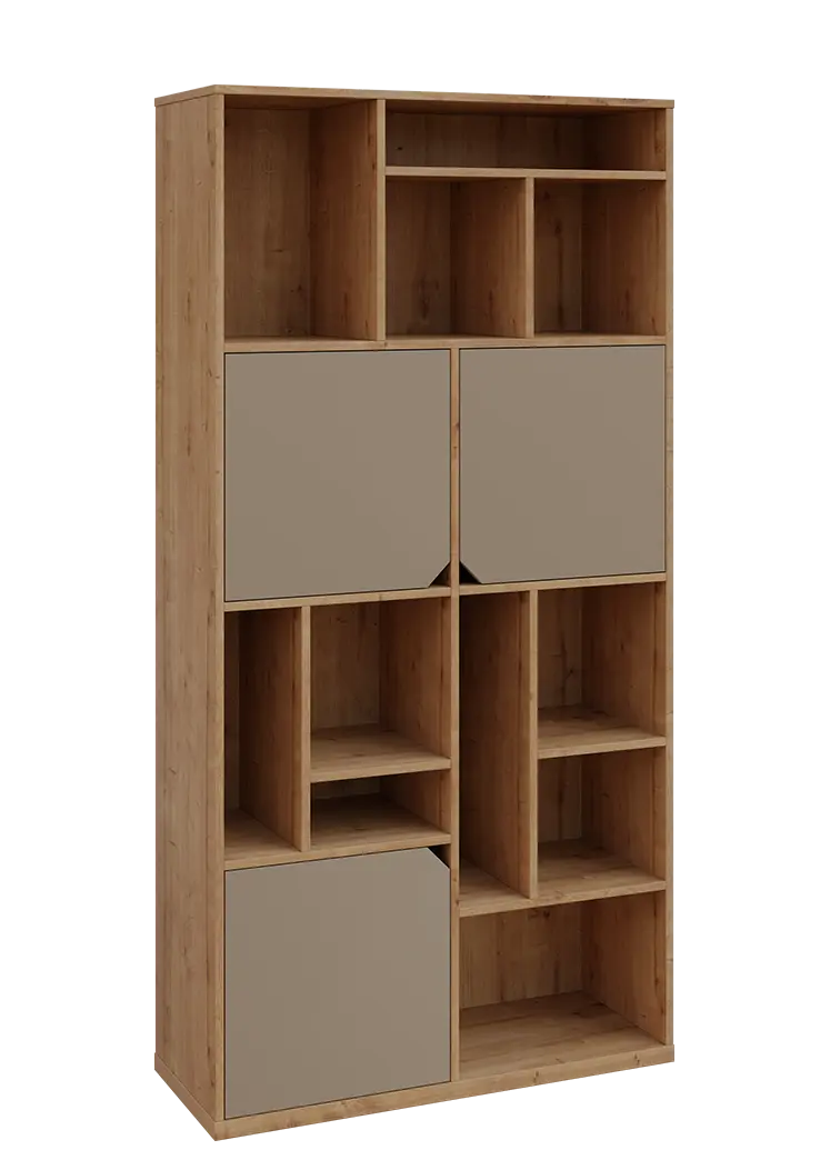 KU6-10DN P skříň vysoká 3-dvéřová, niky, 2053x1022x400 mm, provedení pravé, dub lite/latte