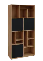 KU6-10DN P skříň vysoká 3-dvéřová, niky, 2053x1022x400 mm, provedení pravé, dub lite/černá