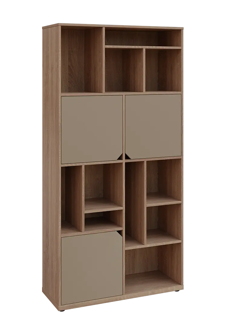 KU6-10DN P skříň vysoká 3-dvéřová, niky, 2053x1022x400 mm, provedení pravé, dub bardolino/latte