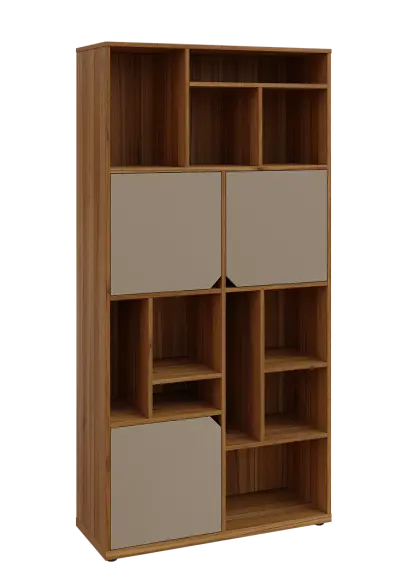 KU6-10DN P skříň vysoká 3-dvéřová, niky, 2053x1022x400 mm, provedení pravé, ořech světlý/latte