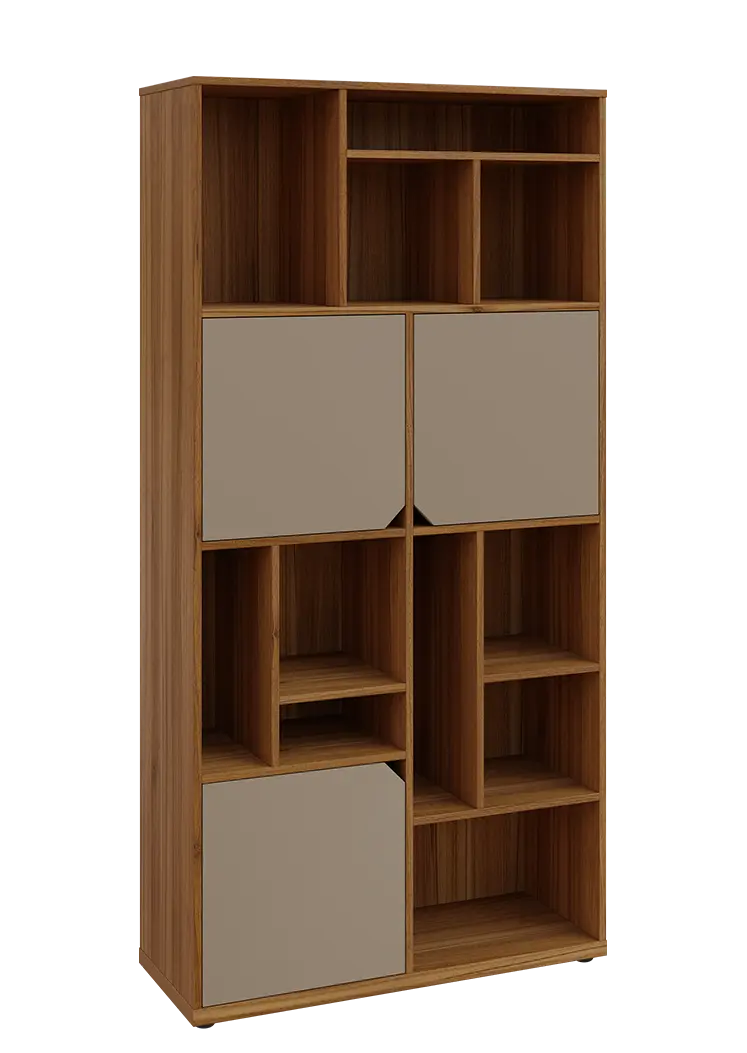 KU6-10DN P skříň vysoká 3-dvéřová, niky, 2053x1022x400 mm, provedení pravé, ořech světlý/latte