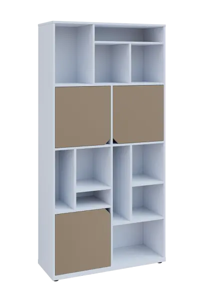 KU6-10DN P skříň vysoká 3-dvéřová, niky, 2053x1022x400 mm, provedení pravé, bílá sněžná/latte