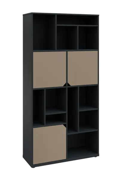 KU6-10DN P skříň vysoká 3-dvéřová, niky, 2053x1022x400 mm, provedení pravé, antracit/latte