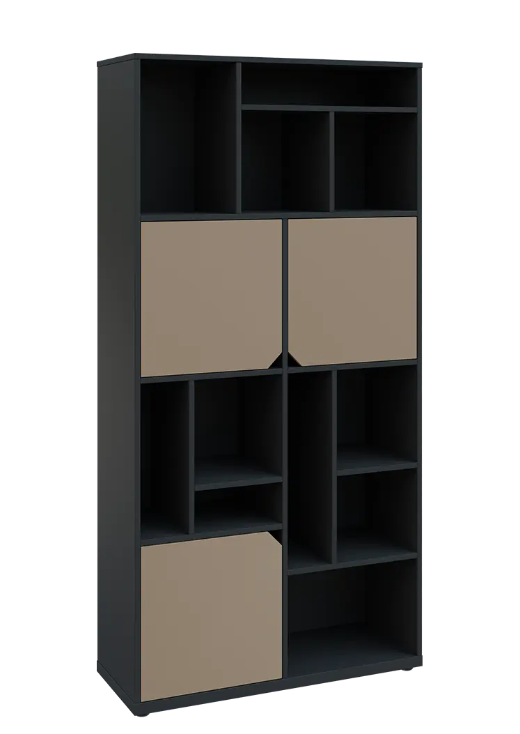 KU6-10DN P skříň vysoká 3-dvéřová, niky, 2053x1022x400 mm, provedení pravé, antracit/latte