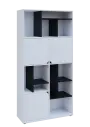 KU6-10DN P skříň vysoká 3-dvéřová, niky, 2053x1022x400 mm, provedení pravé, korpus a dvířka bílá sněžná/police černá