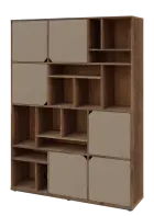 KU6-15DN L skříň vysoká 6-dvéřová, niky, 2053x1522x400 mm, provedení levé, dub halifax cínový/latte