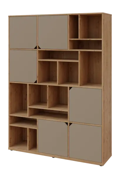 KU6-15DN L skříň vysoká 6-dveřová, nika, 2053x1522x400, provedení levé, dub lite/latte