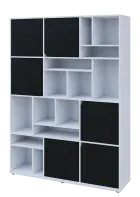 KU6-15DN L skříň vysoká 6-dvéřová, niky, 2053x1522x400 mm, provedení levé, bílá sněžná/černá