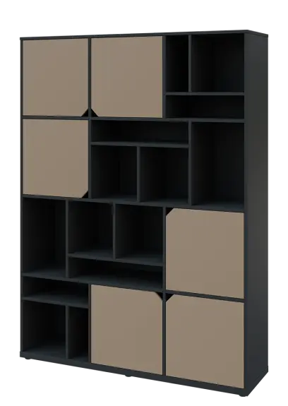 KU6-15DN L skříň vysoká 6-dvéřová, niky, 2053x1522x400 mm, provedení levé, antracit/latte