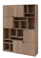 KU6-15DN L skříň vysoká 6-dvéřová, niky, 2053x1522x400 mm, provedení levé, korpus a dvířka dub bardo