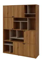 KU6-15DN L skříň vysoká 6-dvéřová, niky, 2053x1522x400 mm, provedení levé, korpus a dvířka ořech svě