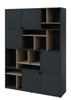 KU6-15DN L skříň vysoká 6-dvéřová, niky, 2053x1522x400 mm, provedení levé, korpus a dvířka antracit/