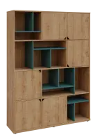 KU6-15DN P skříň vysoká 6-dvéřová, niky, 2053x1522x400 mm, provedení pravé, korpus a dvířka dub lite