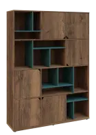 KU6-15DN P skříň vysoká 6-dvéřová, niky, 2053x1522x400 mm, provedení pravé, korpus a dvířka dub hali