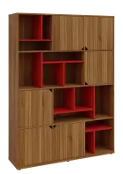 KU6-15DN P skříň vysoká 6-dvéřová, niky, 2053x1522x400 mm, provedení pravé, korpus a dvířka ořech sv