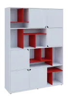 KU6-15DN P skříň vysoká 6-dvéřová, niky, 2053x1522x400 mm, provedení pravé, korpus a dvířka bílá sně