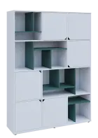KU6-15DN P skříň vysoká 6-dvéřová, niky, 2053x1522x400 mm, provedení pravé, korpus a dvířka bílá sně