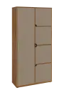 KSR6-82 P skříň šatní, 1x výsuvné ramínko, 4x dvířka, 2053x1022x400 mm, provedení pravé, ořech světlý/latte