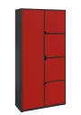 KSR6-82 P skříň šatní, 1x výsuvné ramínko, 4x dvířka, 2053x1022x400 mm, provedení pravé, antracit/červená