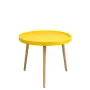 RIKO - kulatý konferenční stolek, vrchní deska žlutá, nohy buk
