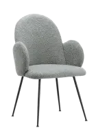 TEDDY, konferenční křeslo, kovové nohy černé, buklé, sv. šedá