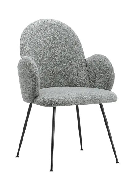TEDDY, konferenční křeslo, kovové nohy černé, buklé, sv. šedá
