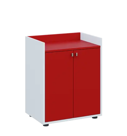 QN 2 - 6D2 skříň, 2-dvéřová, 750x600x400, bílá/červená flamengo