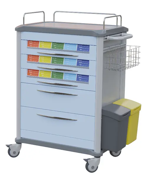 ASSISTENT 01, vozík zdravotnický, 5-zásuvkový, modrý