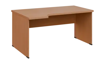 SIRL 38 - 164 stůl kancelářský, rohový, levý, dřevěná podnož, deska 36 mm, široký 1600 mm, buk royal