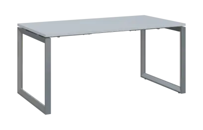PPKO - 16 stůl kancelářský, kovová podnož stříbrná, deska 18 mm, široký 1600 mm, bílá