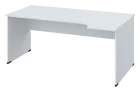 CRL 28 - 184 stůl kancelářský, rohový, pravý, dřevěná podnož, deska 25 mm, široký 1800 mm, bílá