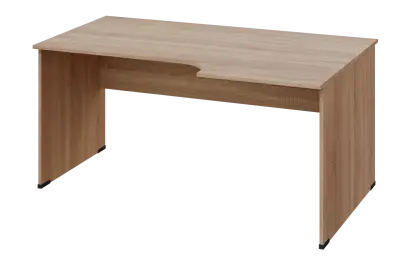 CRL 28 - 166 stůl kancelářský, rohový, pravý, dřevěná podnož, deska 25 mm, široký 1600 mm, dub bardo