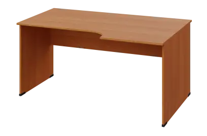 CRL 28 - 166 stůl kancelářský, rohový, pravý, dřevěná podnož, deska 25 mm, široký 1600 mm, olše jant