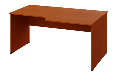 CRL 18 - 168 stůl kancelářský, rohový, pravý, dřevěná podnož, deska 18 mm, široký 1600 mm, třešeň šu