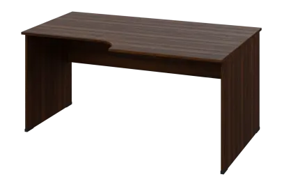 CRL 18 - 168 stůl kancelářský, rohový, pravý, dřevěná podnož, deska 18 mm, široký 1600 mm, ořech krá