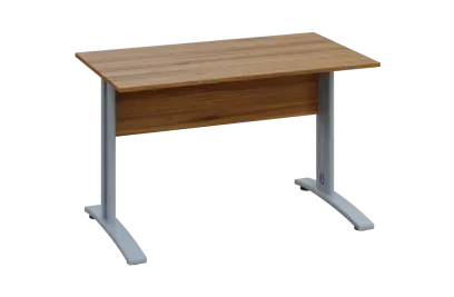CPK 17 - 12 stůl kancelářský, kovová podnož stříbrná, deska 18 mm, široký 1200 mm, ořech světlý