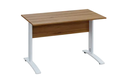 CPK 27 - 12 stůl kancelářský, kovová podnož bílá, deska 25 mm, široký 1200 mm, ořech světlý
