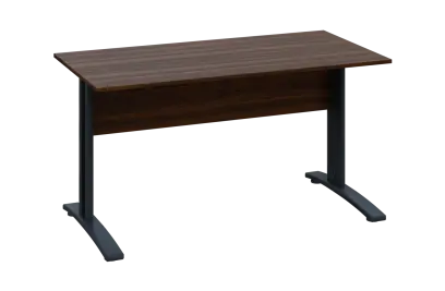 CPK 27 - 14 stůl kancelářský, kovová podnož černá, deska 25 mm, široký 1400 mm, ořech královský