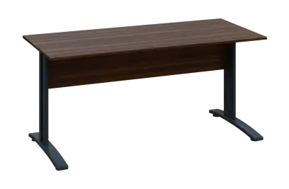CPK 27 - 16 stůl kancelářský, kovová podnož černá, deska 25 mm, široký 1600 mm, ořech královský