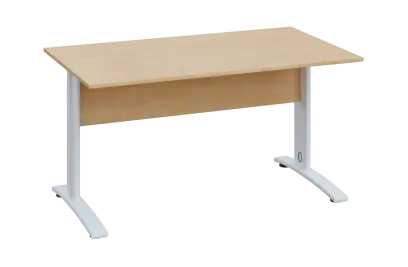CPK 18 - 14 stůl kancelářský, kovová podnož bílá, deska 18 mm, široký 1400 mm, bříza světlá