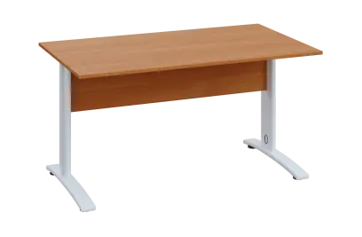 CPK 18 - 14 stůl kancelářský, kovová podnož bílá, deska 18 mm, široký 1400 mm, olše jantar