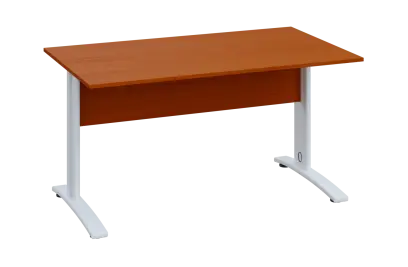 CPK 18 - 14 stůl kancelářský, kovová podnož bílá, deska 18 mm, široký 1400 mm, třešeň šumavská